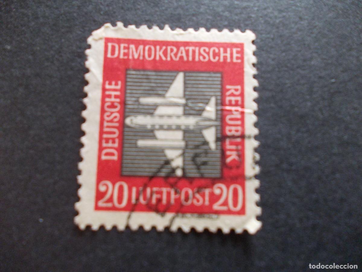 Timbres: Sello Luftpost 20 DDR avi&oacute;n Alemania Oriental correo a&eacute;reo filatelia RDA