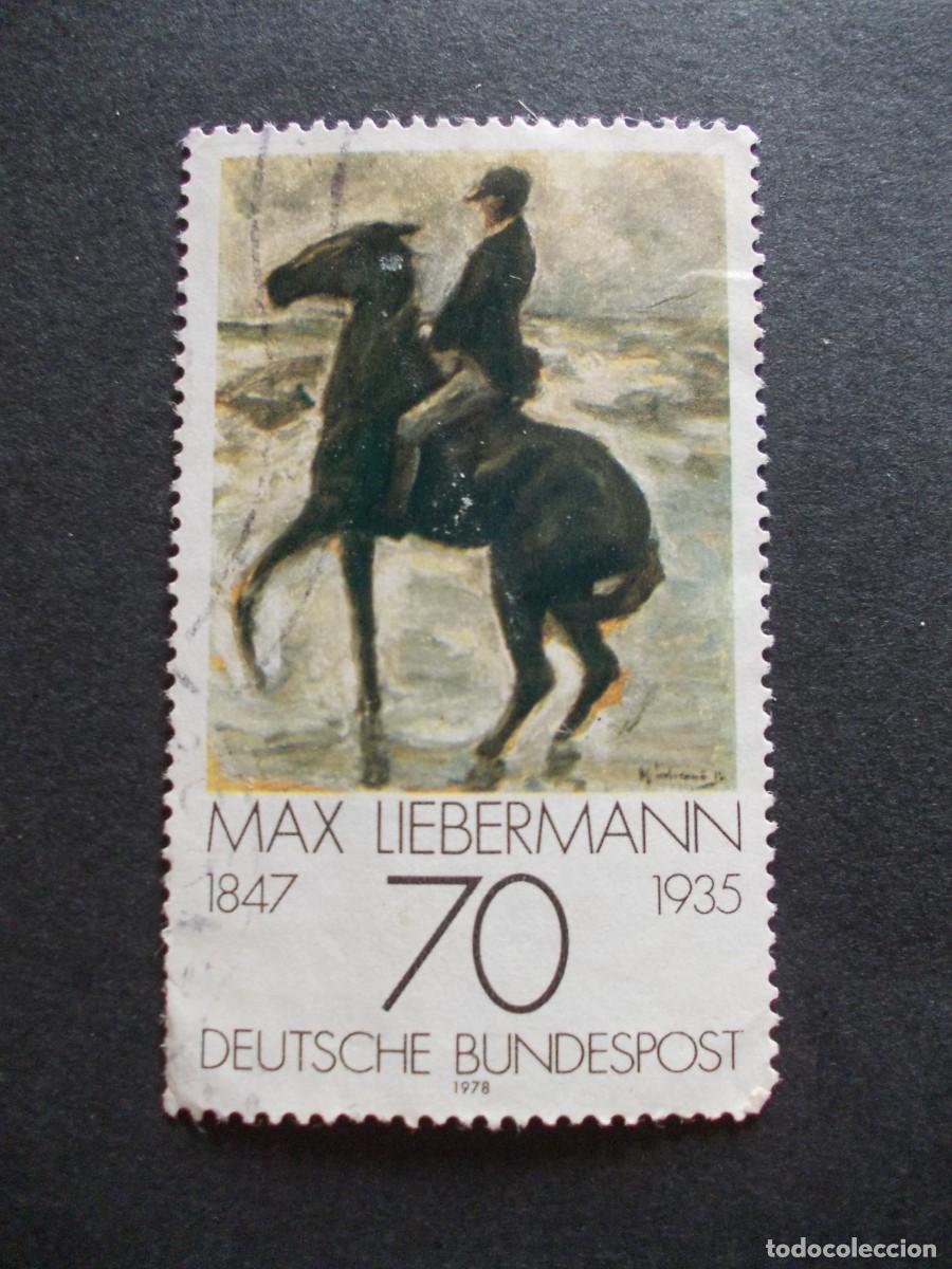 Briefmarken: Sello Max Liebermann 70 Deutsche Bundespost 1978 jinete en la playa Alemania arte