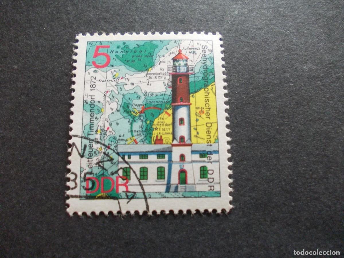 Stamps: Sello Leuchtturm Timmendorf 1872 DDR 5 mapa n&aacute;utico Alemania faro filatelia RDA arquitectura