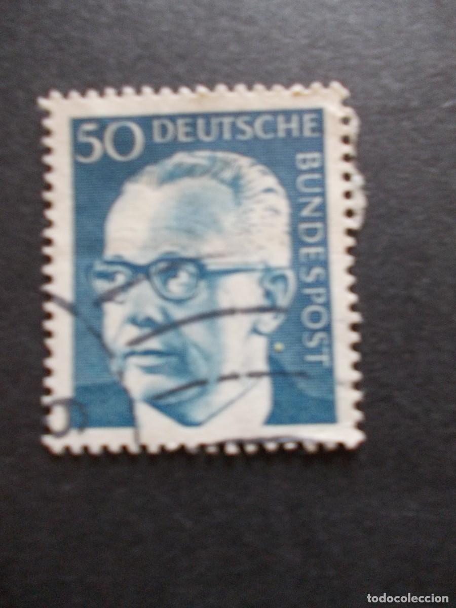 Stamps: Sello Gustav Heinemann 50 Deutsche Bundespost azul Alemania presidente rep&uacute;blica Federal Alemana RFA