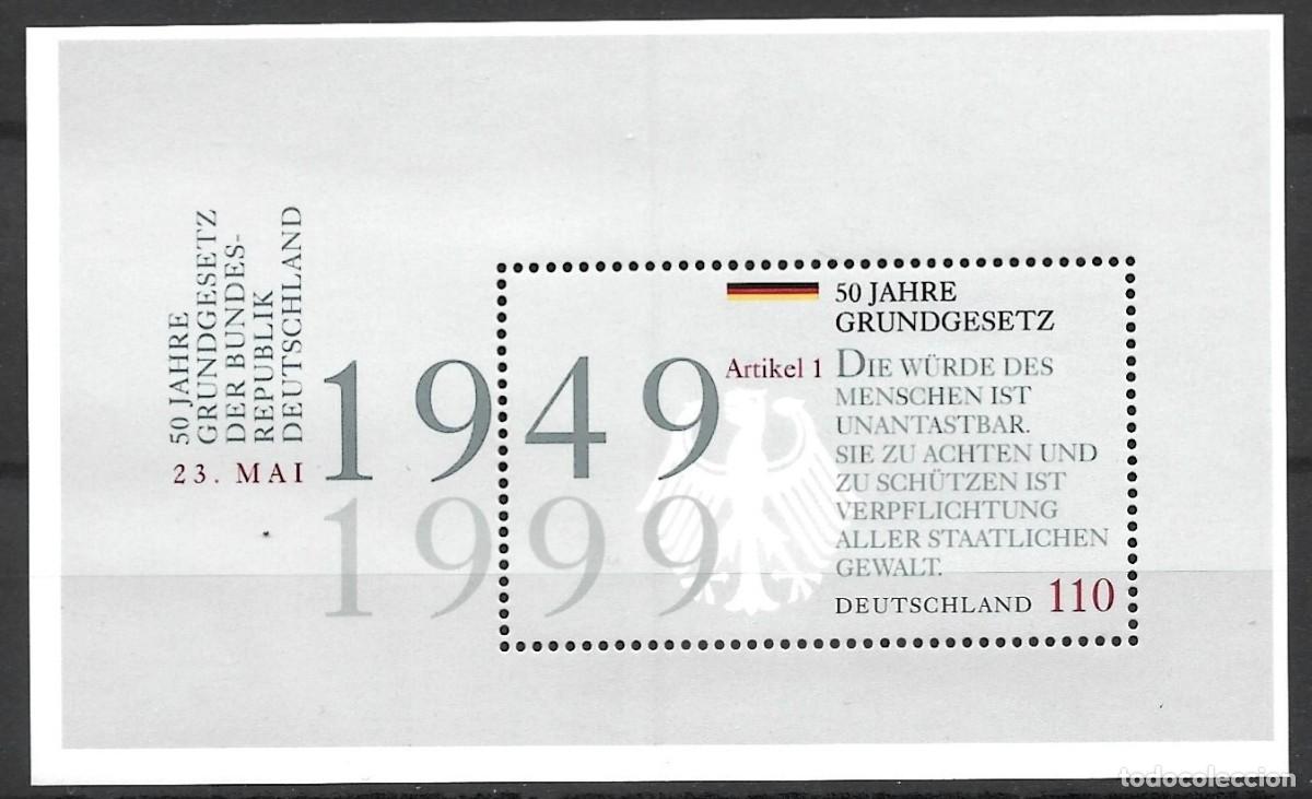 Sellos: ALEMANIA - 1999 - 50 A&Ntilde;OS DE LA CONSTITUCI&Oacute;N: LA DIGNIDAD DE LA PERSONA ES INVIOLABLE - MNH