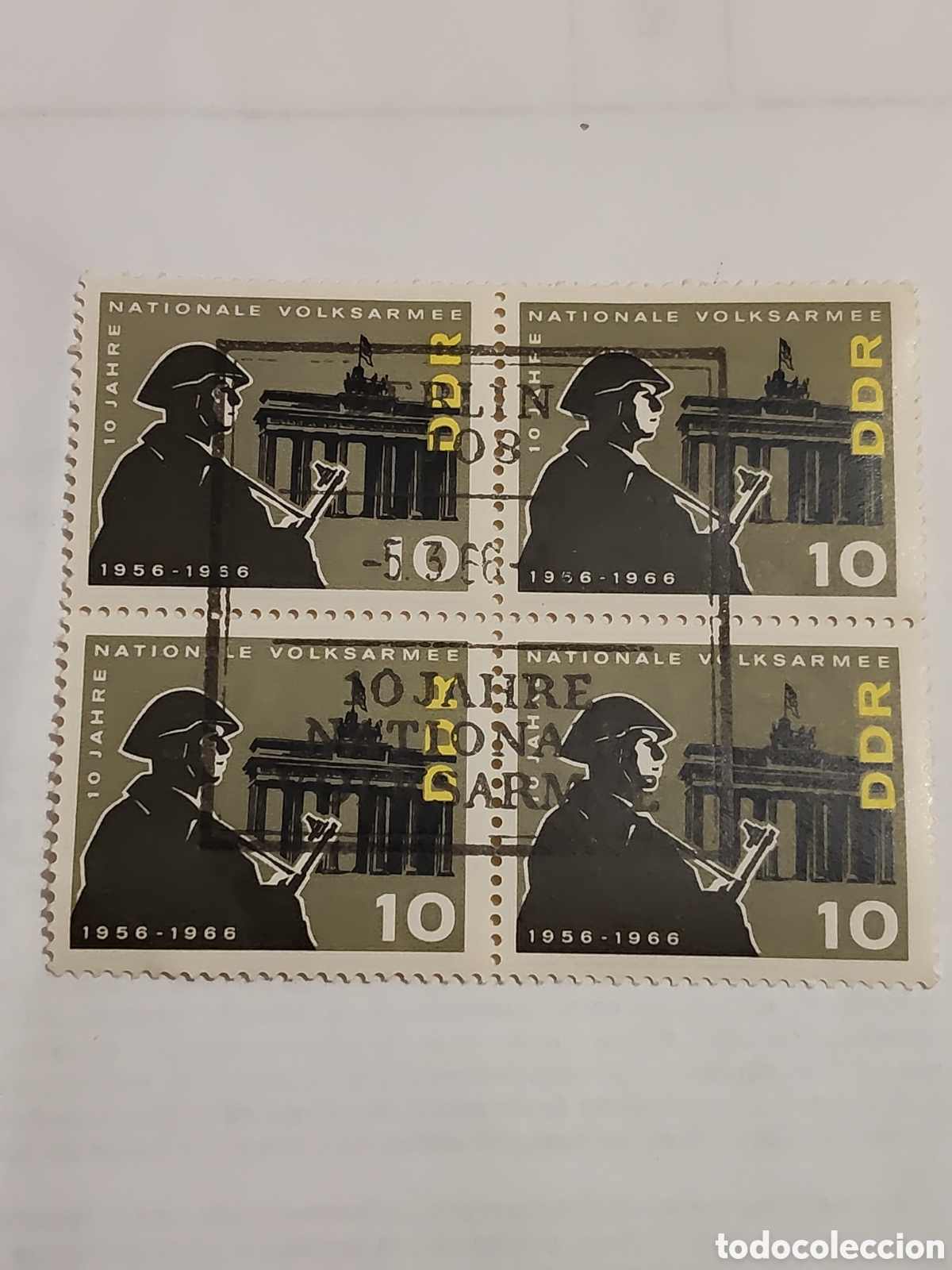 Sellos: Bloque de 4 sellos de la DDR 10&ordm; Aniversario del ejercito popular nacional 1966