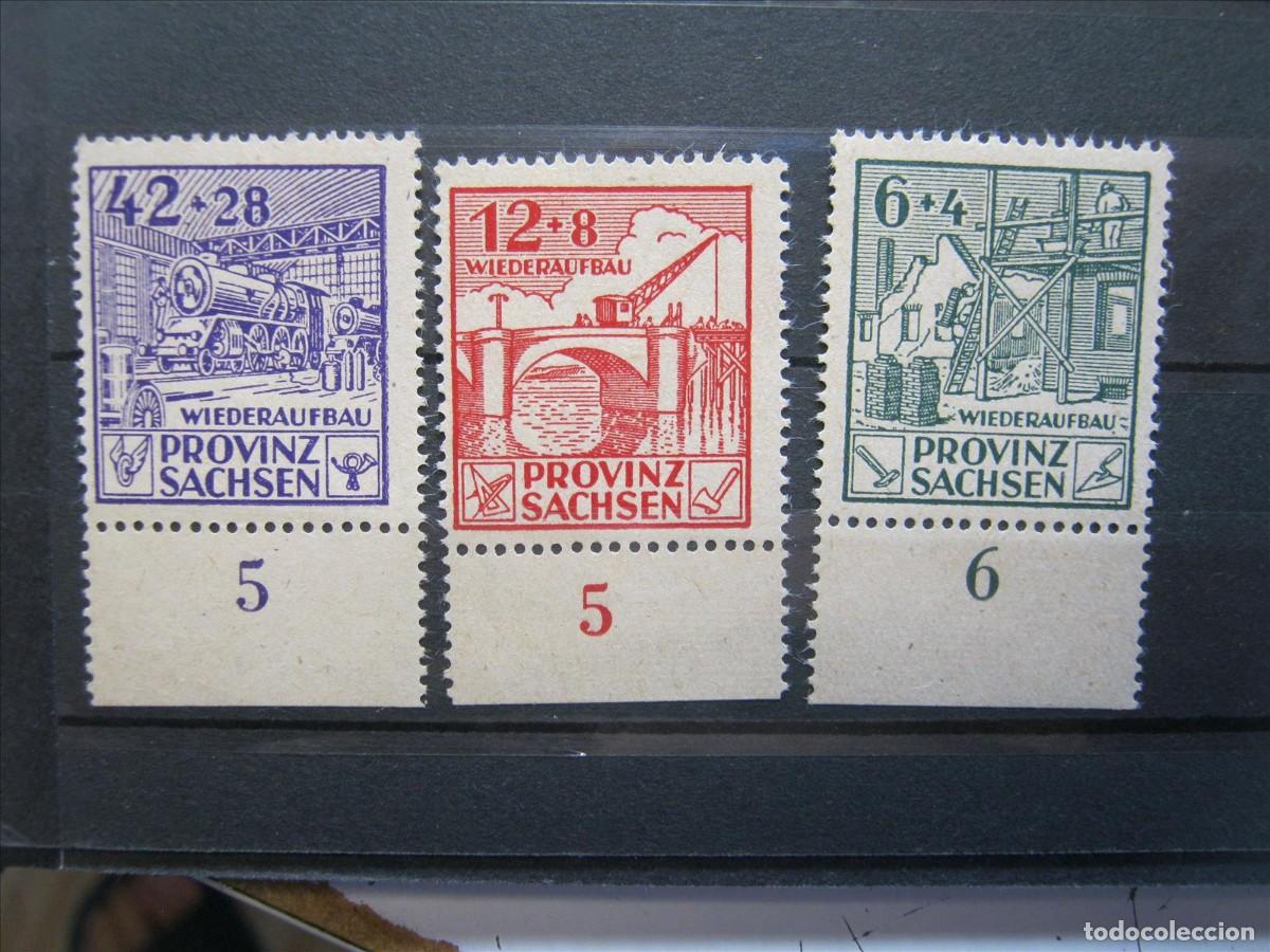 Sellos: ALEMANIA ZONA SOVI&Eacute;TICA SAJONIA 1946 SERIE YVERT 22/24 BANDA MNH** SIN CHARNELA LUJO.