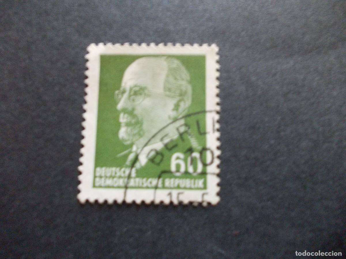 Timbres: Sello RDA 60 Pf Walter Ulbricht verde emisi&oacute;n Alemania Oriental DDA filatelia pol&iacute;tica RDA 1964