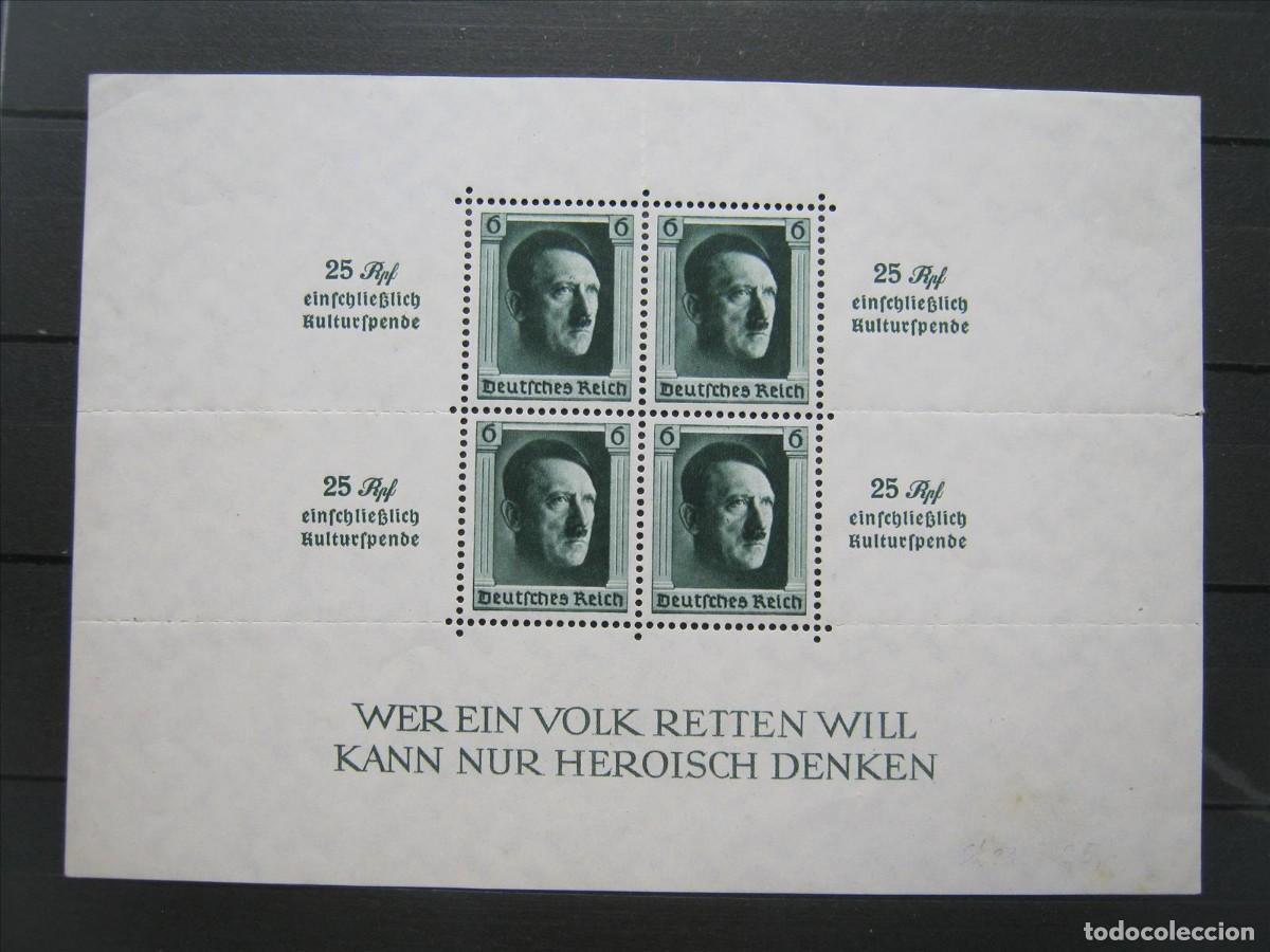 Francobolli: ALEMANIA IMPERIO REICH 1937 HITLER HOJA BLOQUE YVERT HB 10 MH* CON LOS SELLOS MNH** LUJO LEER.