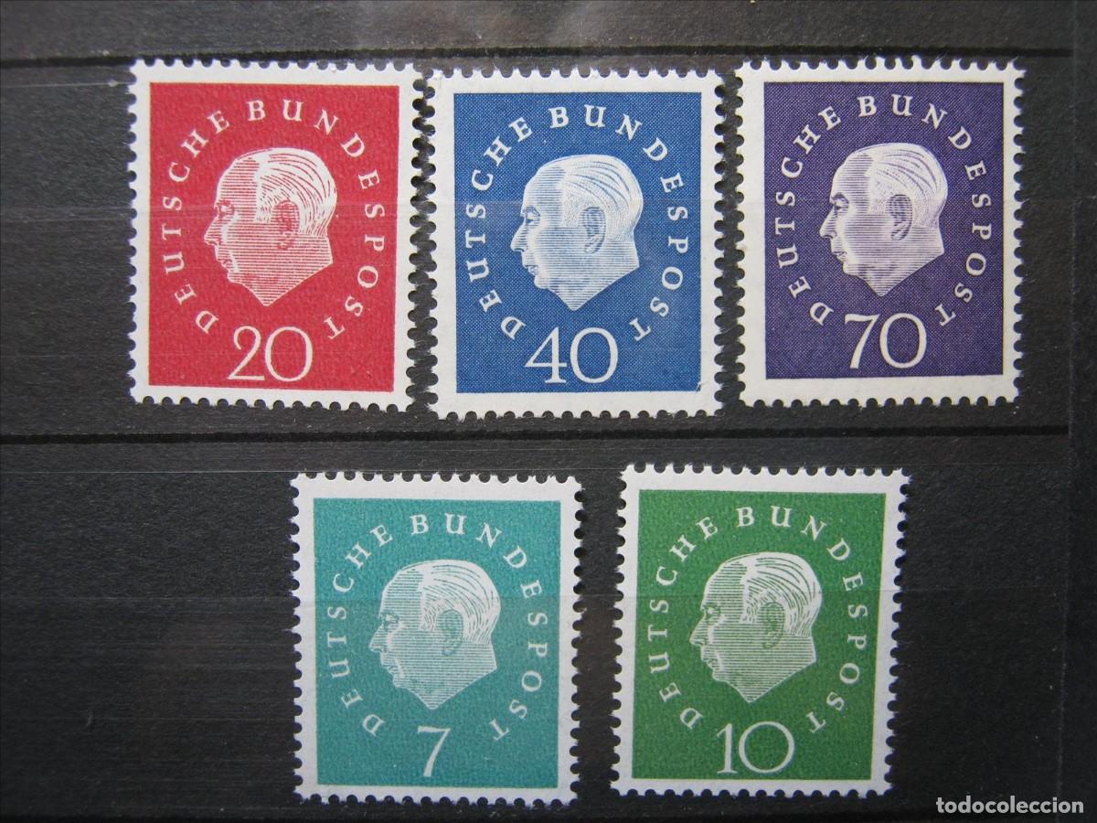 Selos: ALEMANIA FEDERAL 1959 HEUSS SERIE YVERT 173/177 MNH** SIN CHARNELA LUJO.