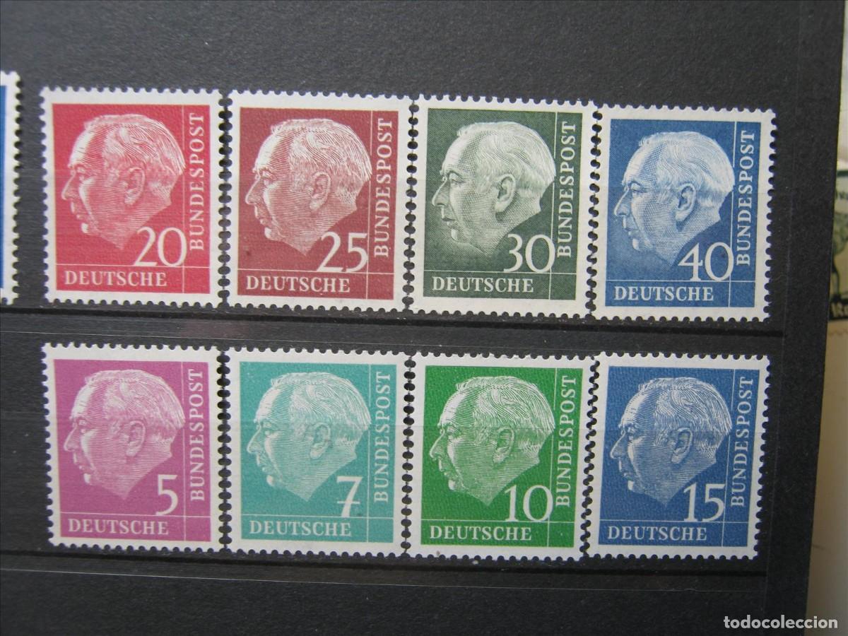 Selos: ALEMANIA FEDERAL HEUSS FLUORESCENTES YVERT 64a/69a Y 125a/126a MNH** SIN CHARNELA LUJO.