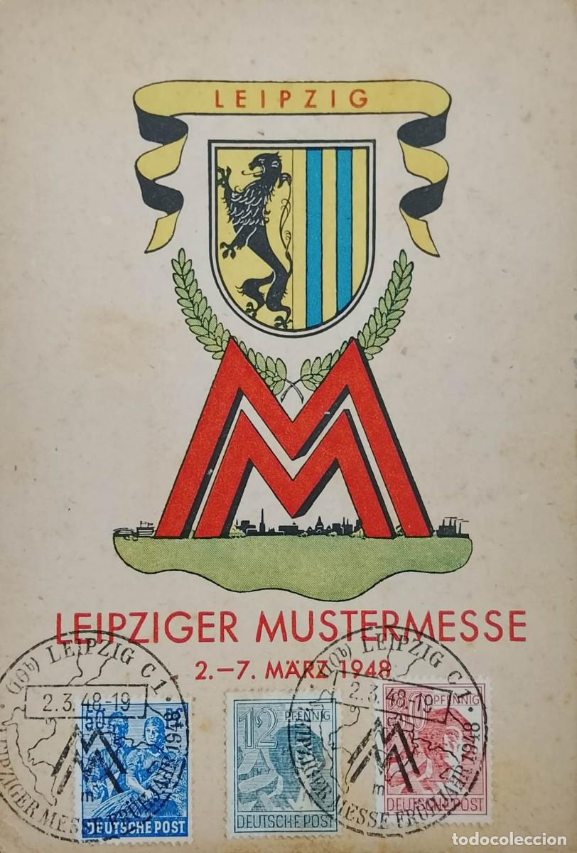 Sellos: TS) 1948 GERMANY, POSTCARD,THE LEIPZIG TRADE FAIR,VF.