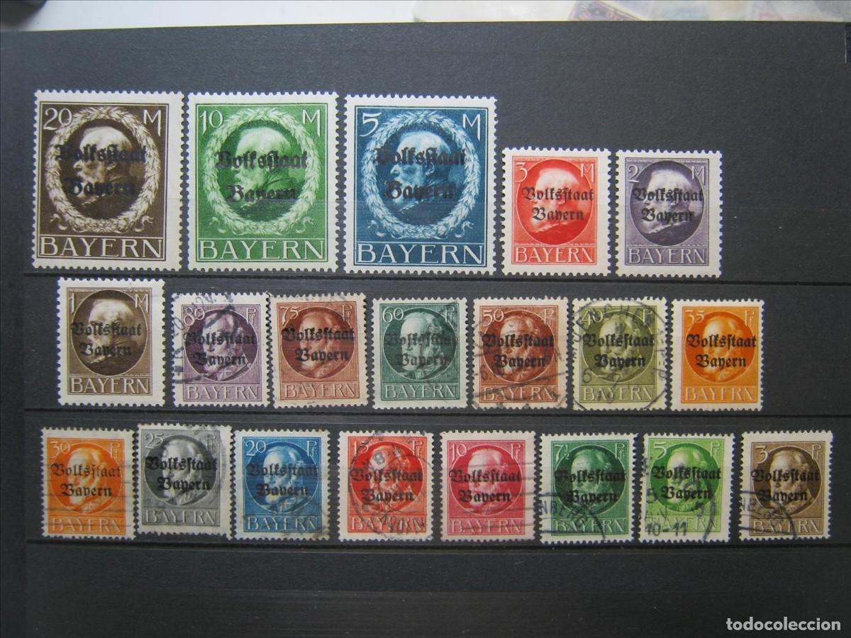 Stamps: ALEMANIA ESTADO BAVIERA 1919 SERIE YVERT 116 A/135 A MH* Y USADOS PERFECTOS.