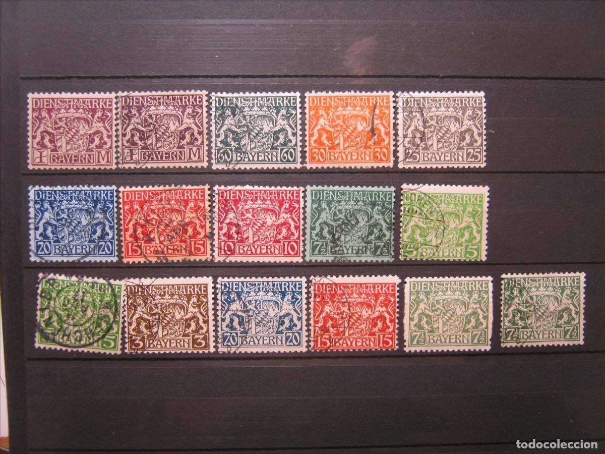 Timbres: ALEMANIA ESTADO BAVIERA 1916-18 SERVICIO SERIE YVERT 16/25 + 26/29 + VARIANTES + MICHEL 43 USADOS.