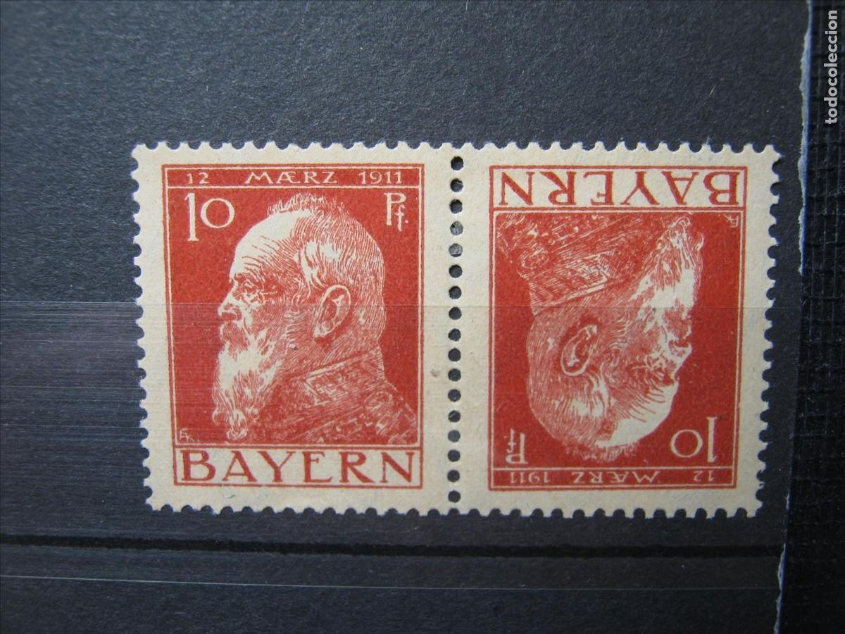 Francobolli: ALEMANIA ESTADO BAVIERA MICHEL 78 TIPO III TETE-BECHE MH* LUJO VALOR +40&euro;.