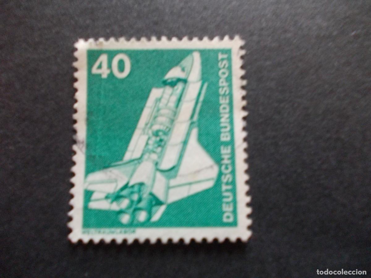 Timbres: Sello cohete Deutsche Bundespost 40 Alemania filatelia hist&oacute;rica tecnolog&iacute;a aeroespacial Spacelab