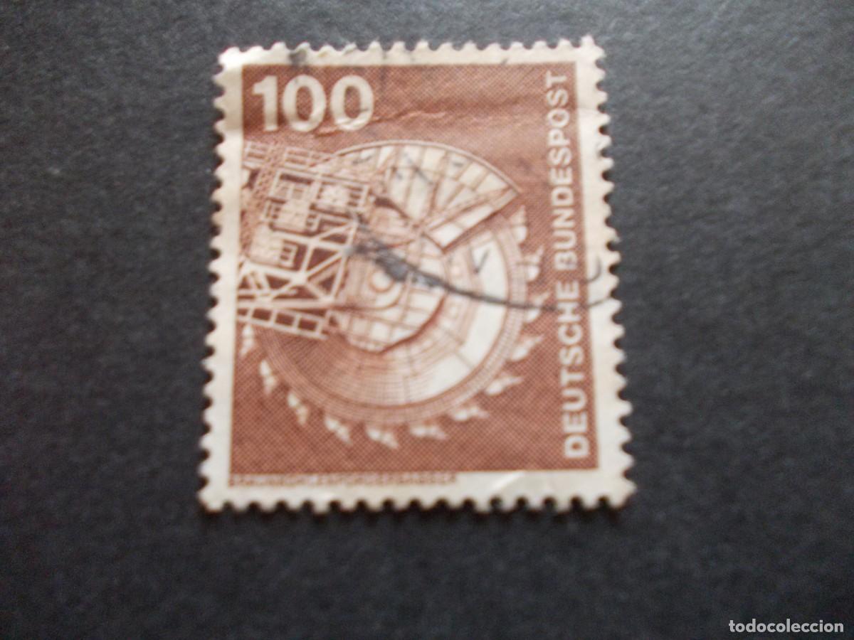 Briefmarken: Sello excavadora de rueda de cangilones 100 Deutsche Bundespost Alemania t&eacute;cnica historica 1975