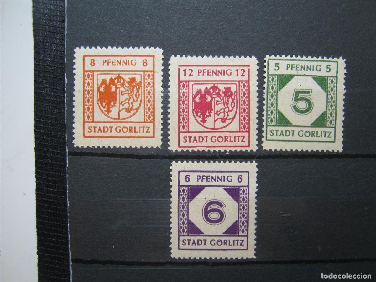 Sellos: ALEMANIA ZONA SOVI&Eacute;TICA LOCALES G&Ouml;RLITZ SERIE MICHEL 1/4 MH* LUJO.