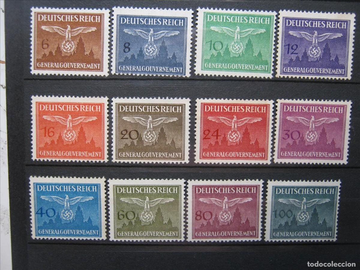 Stamps: ALEMANIA OCUPACI&Oacute;N POLONIA SERVICIO 1943 SERIE YVERT 25/36 NUEVOS SIN GOMA PERFECTOS.