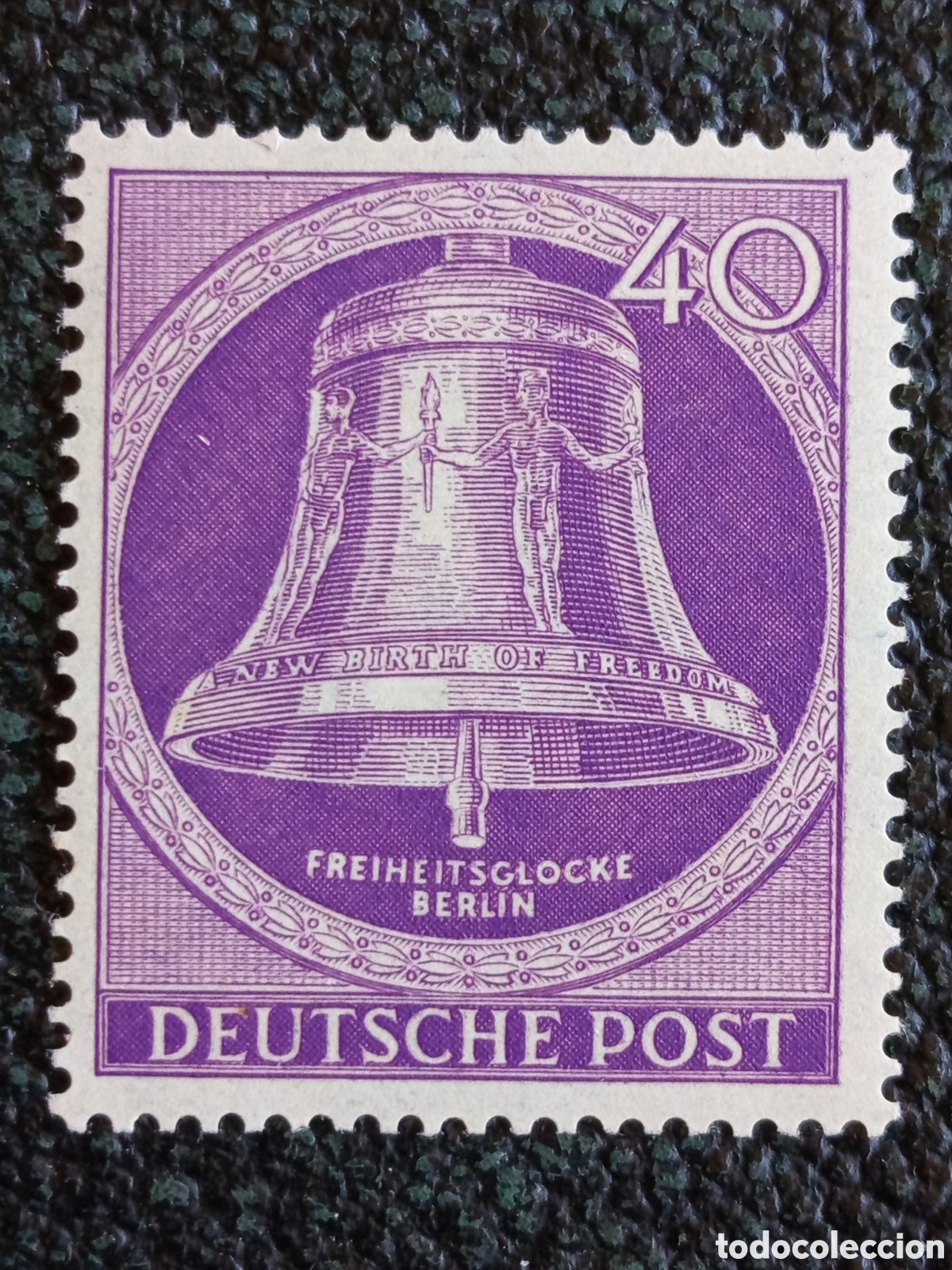 Sellos: Berl&iacute;n Oeste 1951 Sello Campana de la Libertad Clapper Centro MH Michel 105