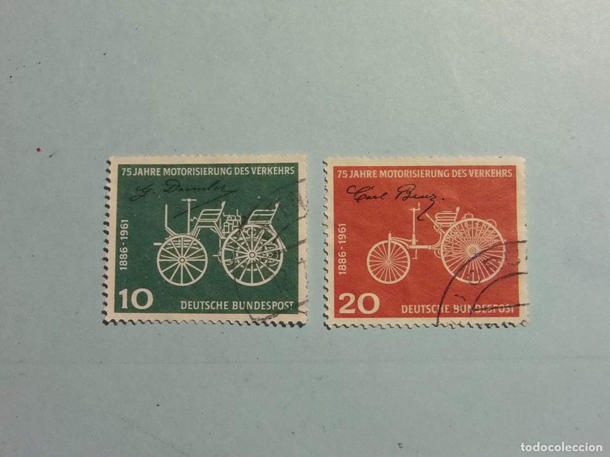 Sellos: ALEMANIA 1964 - ANTIGUOS COCHES - 75 a&ntilde;os de motorizaci&oacute;n del transporte.