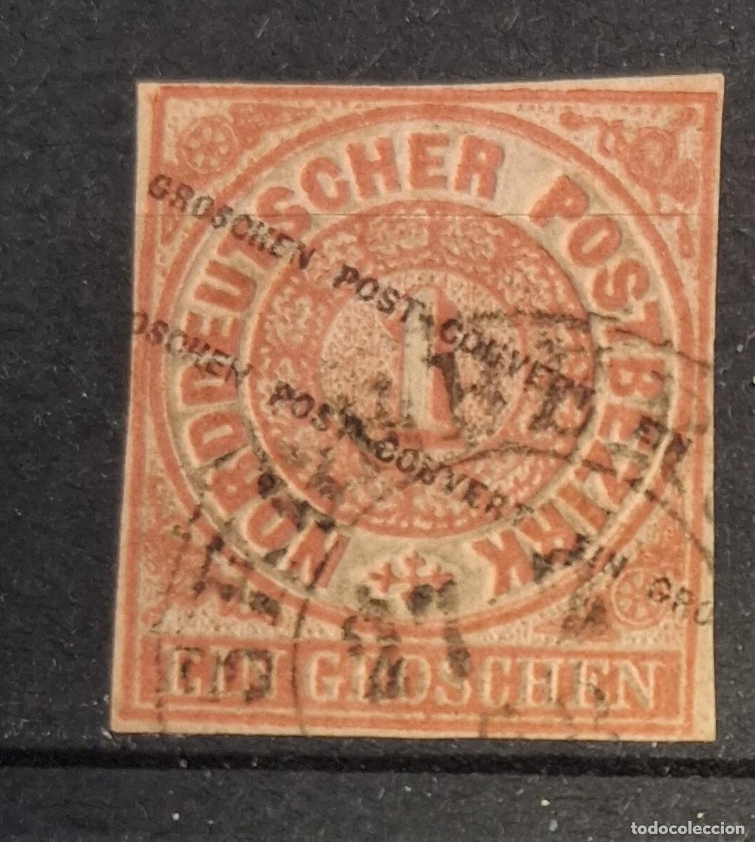 Sellos: ALEMANIA, DISTRITO POSTAL NORTE, 1868, CAT.YT. 15.&iquest;RECORTADO?