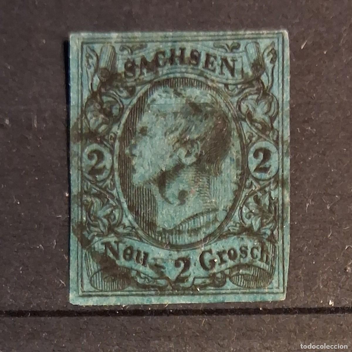 Sellos: ALEMANIA, SAJONIA, 1855/56, CAT.YT. 9. ADELGAZADO