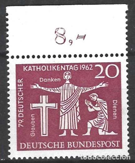 Sellos: ALEMANIA - 1962 - 79.&ordf; JORNADA CAT&Oacute;LICA ALEMANA - MI: 381 - YVERT: 253 - MNH