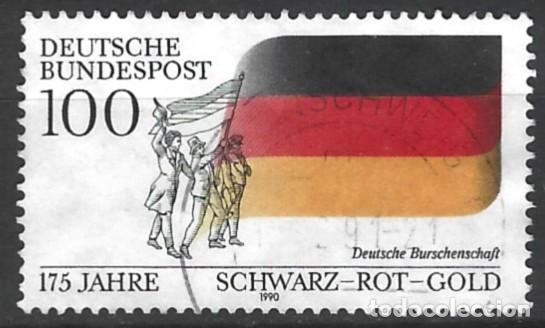 Sellos: ALEMANIA - 1990 - 175 ANIVERSARIO ASOCIACION ESTUDIANTIL NEGRO-ROJO-ORO - MI: 1463, YV: 1295 - USADO