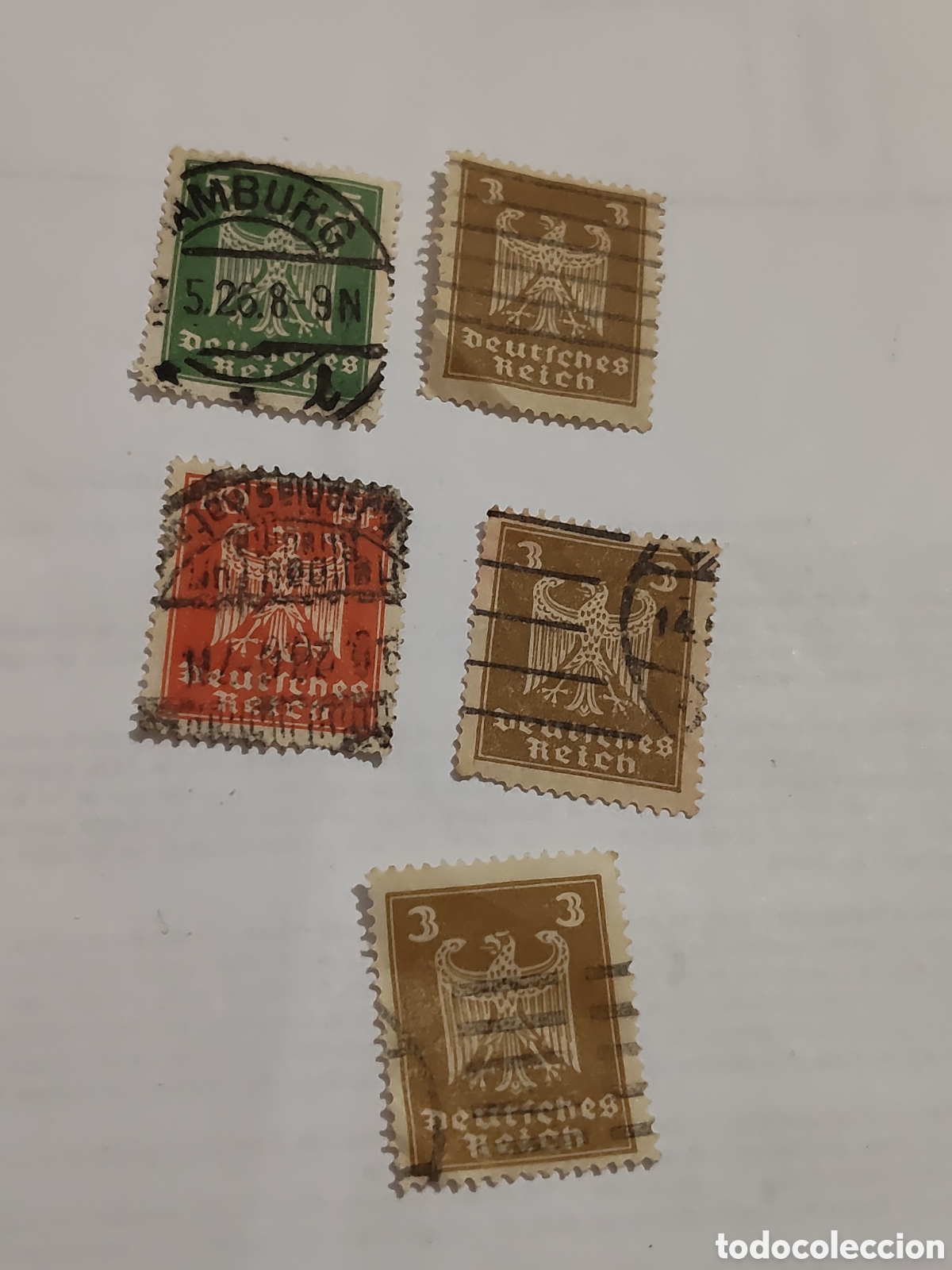 Sellos: 5 sellos alemanes Deutches Reich &Aacute;guila Imperial 1924