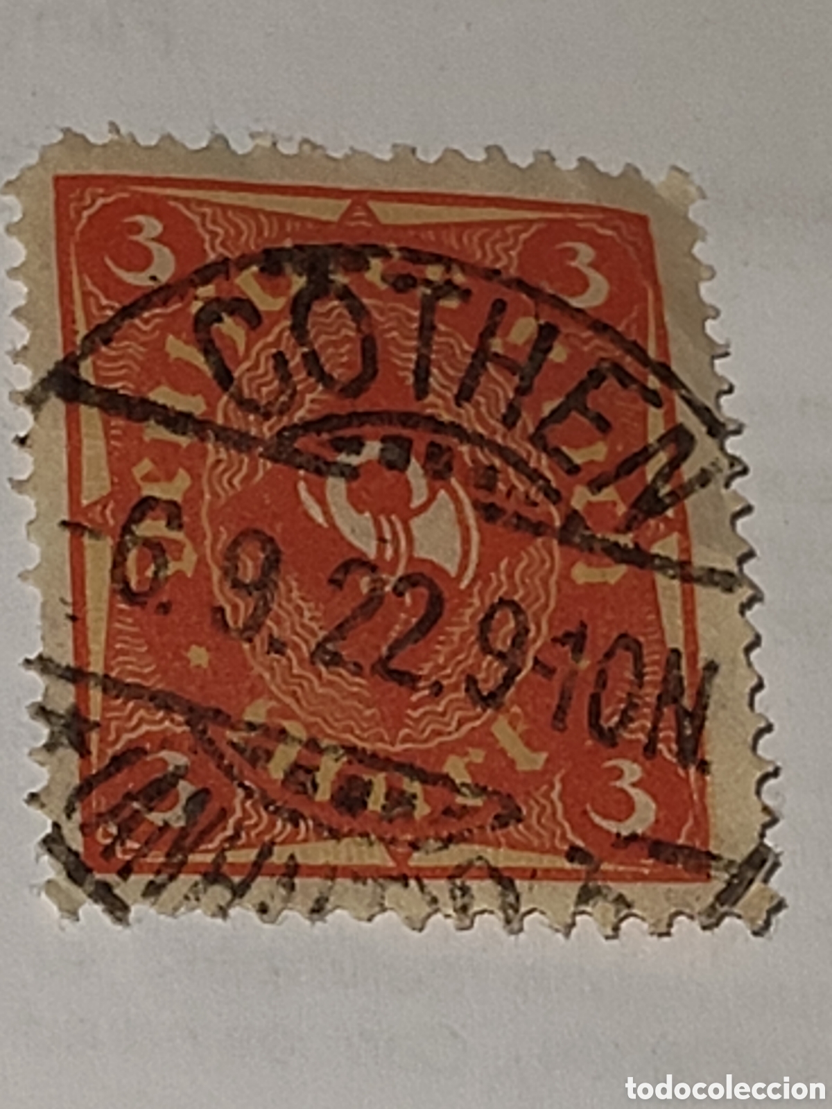 Sellos: Sello Alem&aacute;n Deutches Reich Cuerno postal 1922