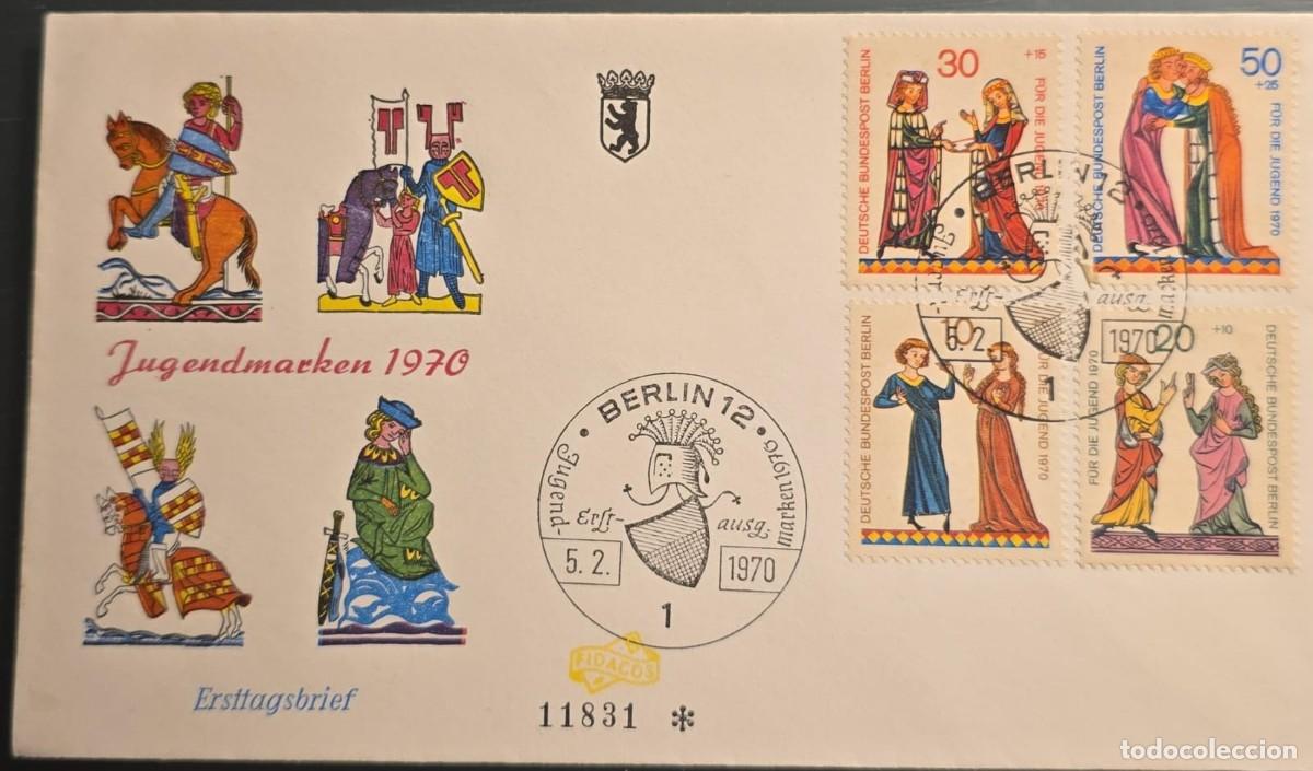 Sellos: TS)1970, GERMANY, FIRST DAY COVER FEATURING COLOR ARTISTIC REPRODUCTIONS OF FOUR MEDIEVAL FIGURES FR