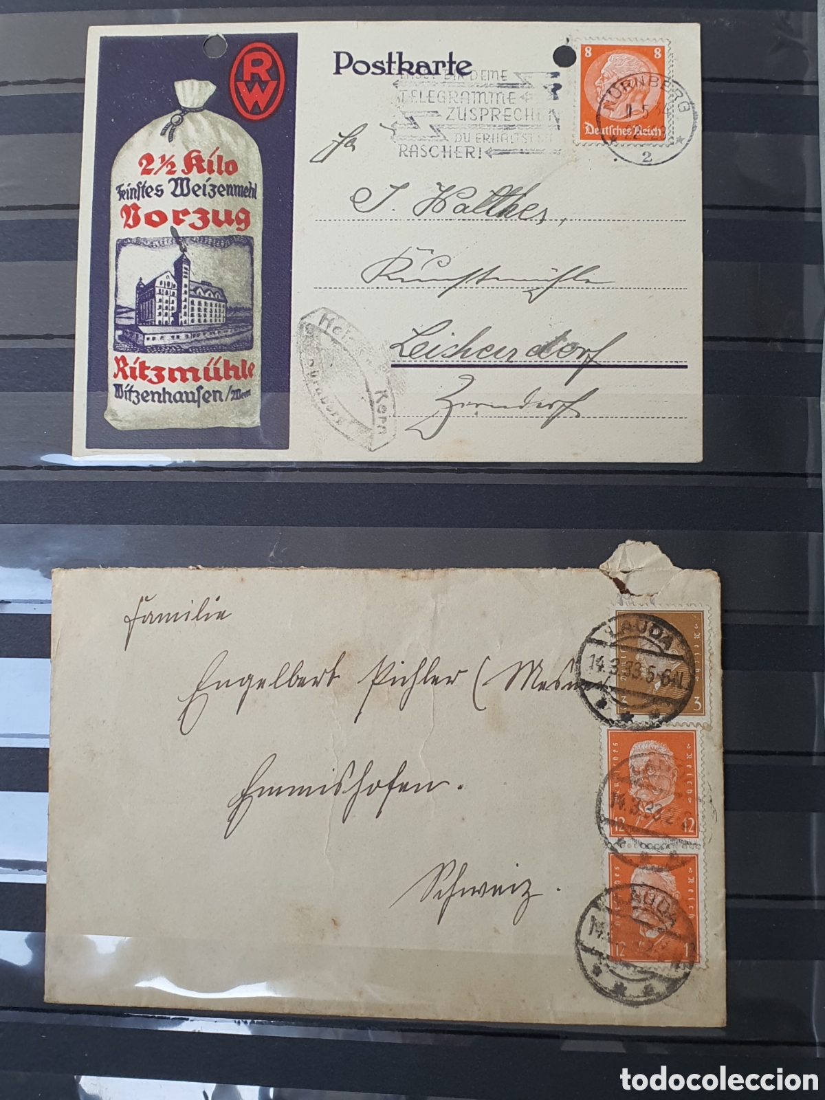 Timbres: PAREJA DE CARTAS ALEMANIA TERCER REICH