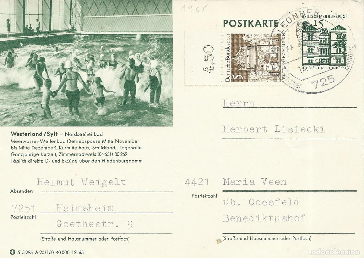 Selos: 1966. ALEMANIA/GERMANY. ENTERO POSTAL/STATIONERY. AGUA/WATER. TURISMO/TOURISM. PISCINA/SWIMMING POOL
