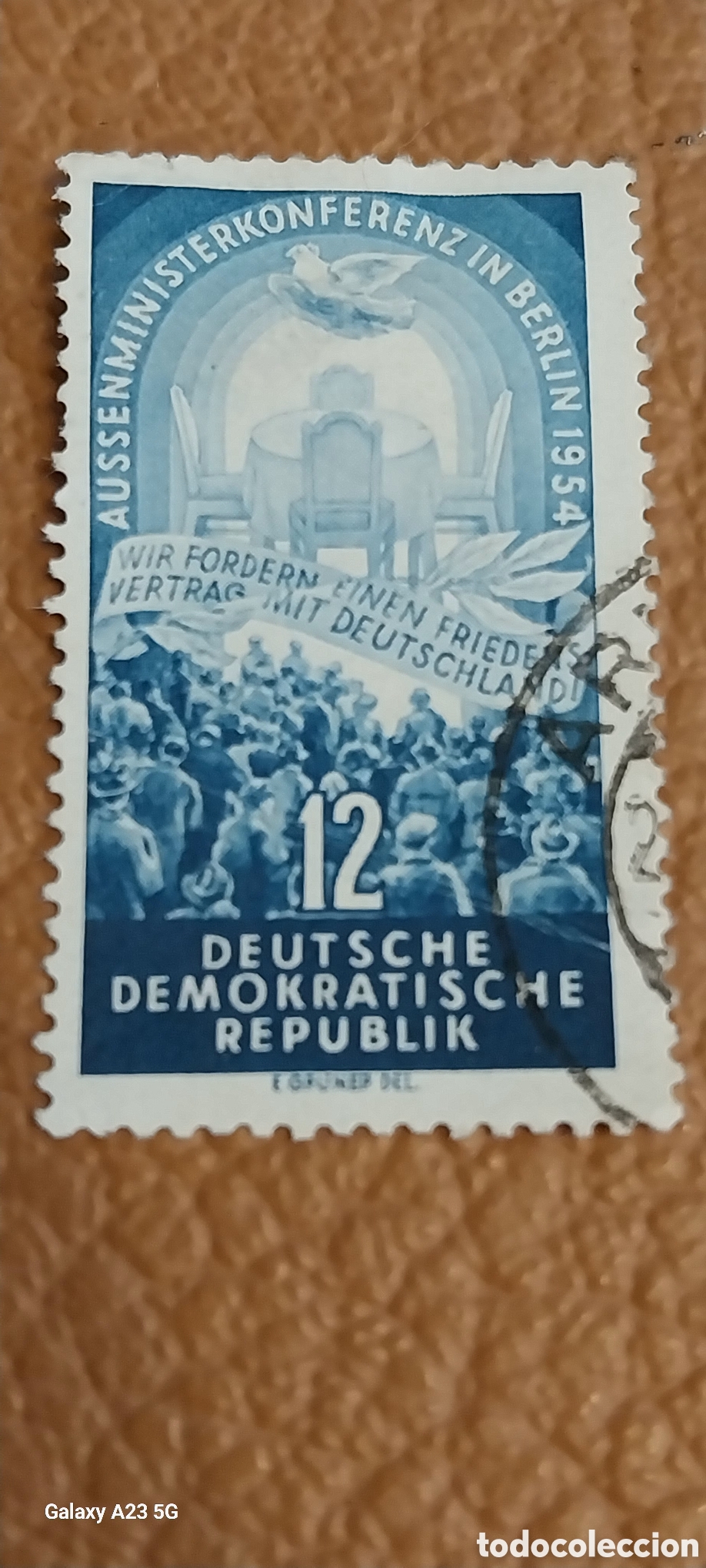 Stamps: Sello Alemania Oriental 1954 12 Pf Conferencia Berlin - Cat. Michel 424 / Yvert 147