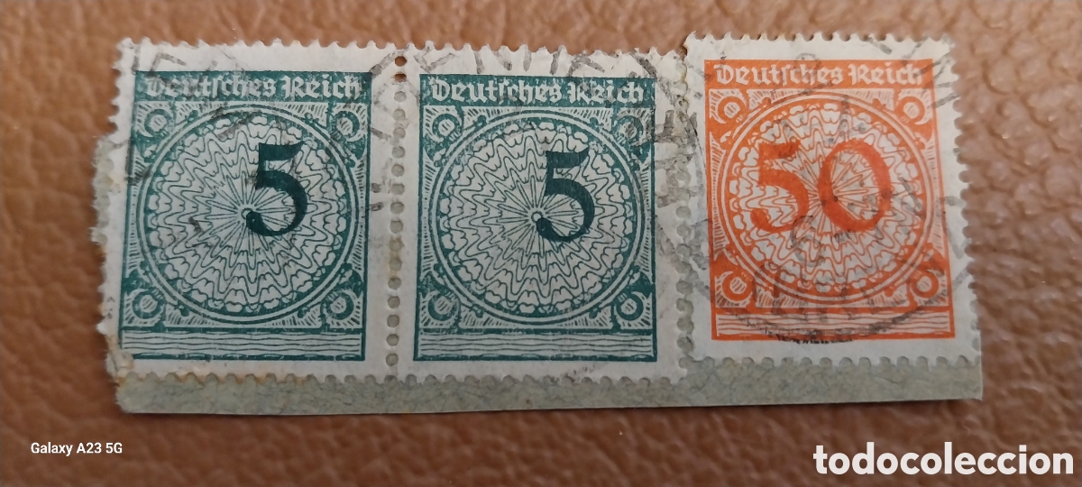Stamps: Fragmento Alemania 1921 Cifras Impresion Desplazada - Cat. Michel 158 / 164