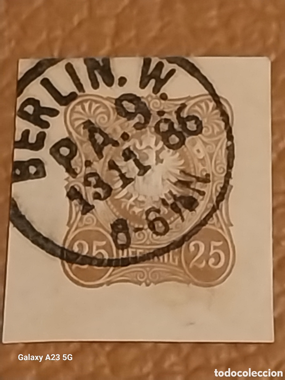 Francobolli: Fragmento Alemania 1880 Sello 25 Pf Marr&oacute;n Matasello Berlin Cat Scott 40