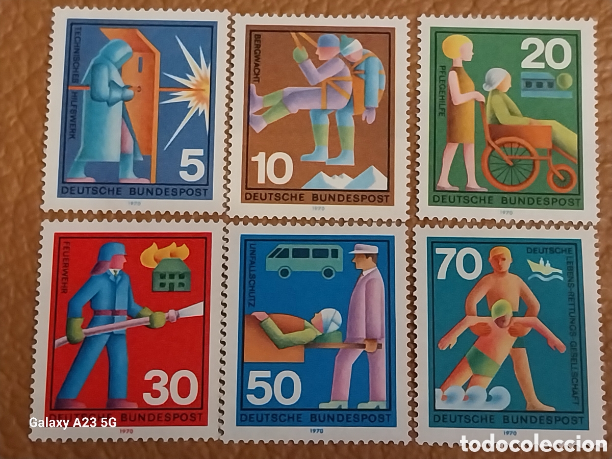 Stamps: Serie Completa Alemania 1970 Servicios de Rescate MNH Cat Michel 643/648 Nuevos