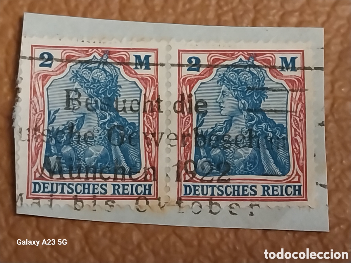 Selos: Fragmento Alemania 1921 Germania 2 Mark Slogan Cancel Munich 1922 Cat Scott 124