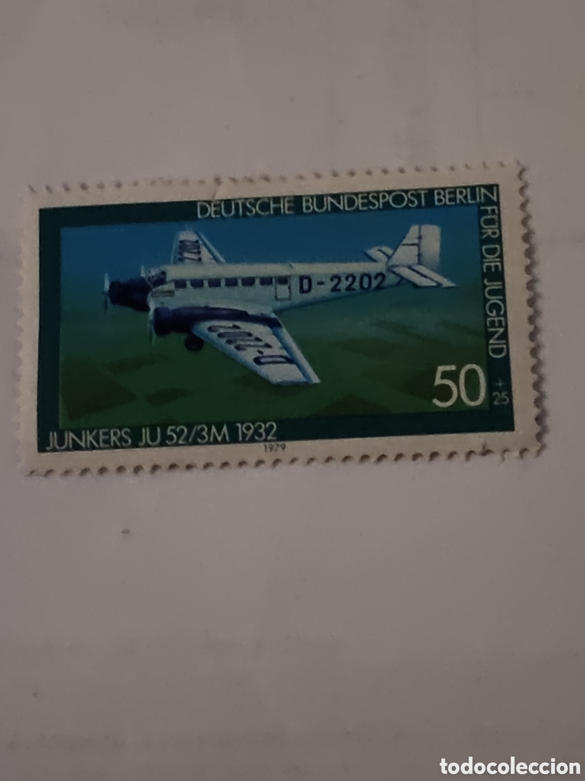 Briefmarken: Sello de Alemania Federal celebre avi&oacute;n trimotor Junkers de 1932 emitidos 1979