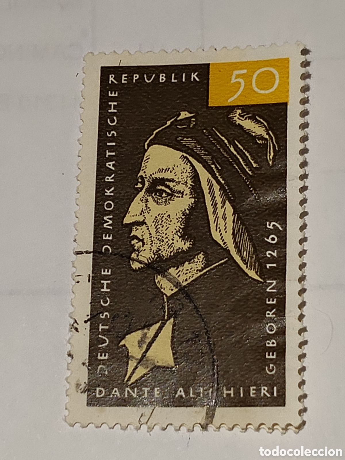 Francobolli: Sello de Republica Democr&aacute;tica Alemana 700 aniversario del nacimiento de Dante Alighieri 1950