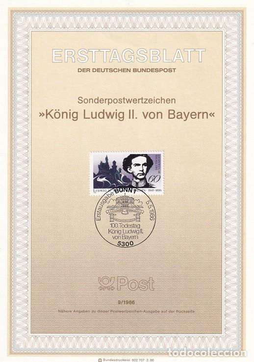 Selos: Ersttagsblatt 9/1986 Bon - Centenario muerte Ludwig II Rey de Baviera - K&ouml;nig Ludwig II von Bayern