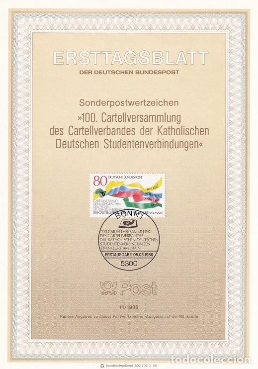 Selos: Ersttagsblatt 11/1986 Bon - Centenario de la sociedad cat&oacute;lica de los estudiantes - 100 Cartellver..