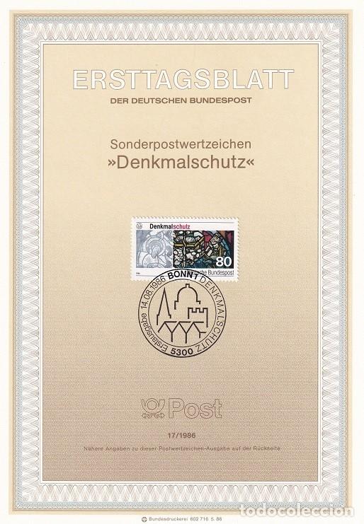 Sellos: Ersttagsblatt 17/1986 Bon - Conservaci&oacute;n de monumentos hist&oacute;ricos - Denkmalschutz