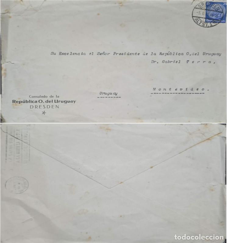 Stamps: TS.) 1931, GERMANY, AIRMAIL COVER FROM DRESDEN TO MONTEVIDEO, TWO FRAGMENTS OF GERMAN &rdquo;THIRD REICH&rdquo;