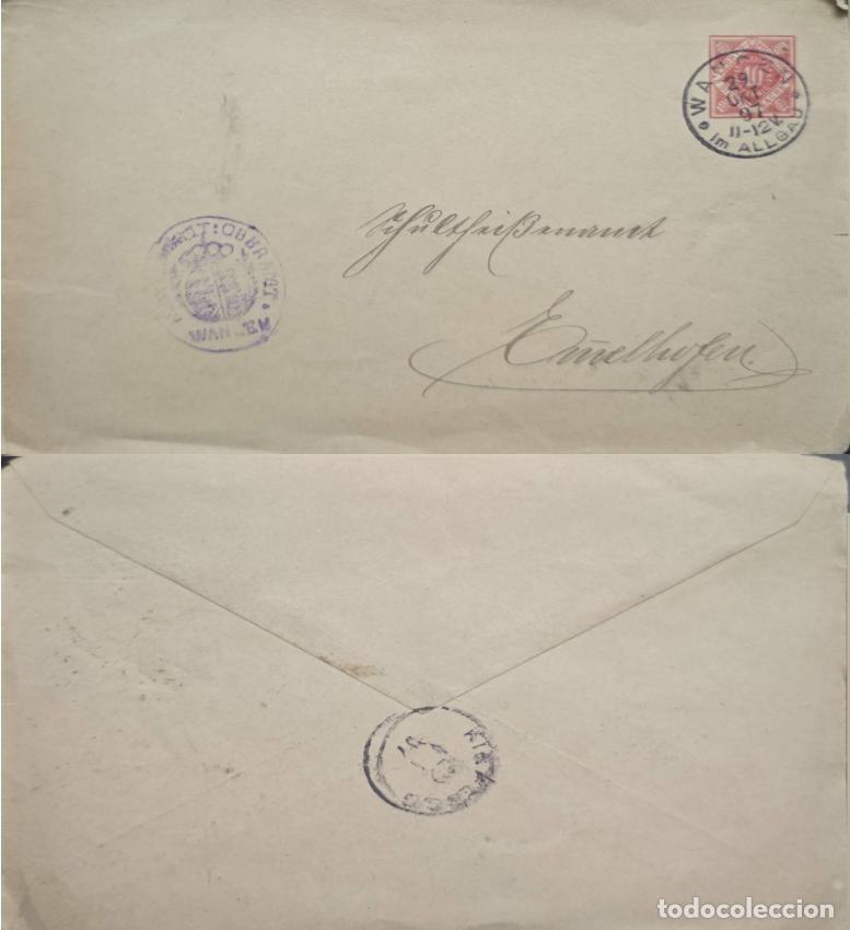 Selos: TS.) 1891, GERMANY, POSTAL STATIONERY, OFFICIAL CORRESPONDENCE ENVELOPE FROM WANGEN IM ALLG&Auml;U, GERMA