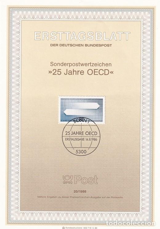 Selos: Ersttagsblatt 20/1986 Bon - XXV Aniv. Organizaci&oacute;n para cooperaci&oacute;n y el desarrollo econ&oacute;micos OECD