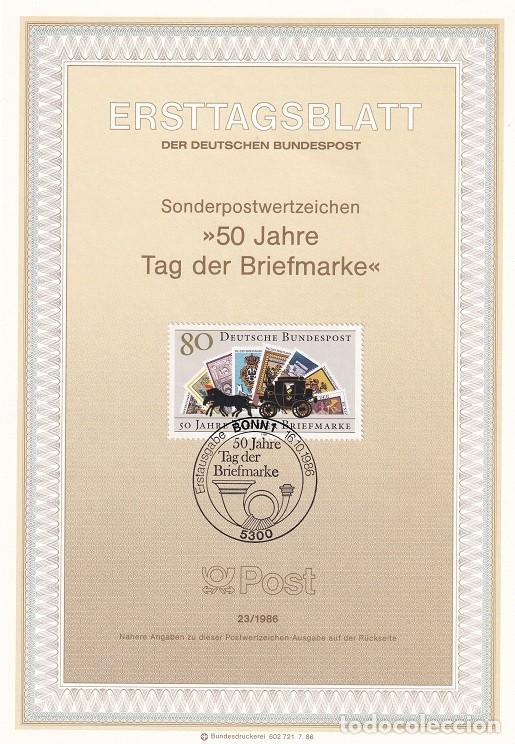 Sellos: Ersttagsblatt 23/1986 Bon / 50 Jahre tag der Briefmarke - D&iacute;a del sello