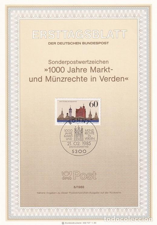 Sellos: Ersttagsblatt 6/1985 Bon / 1000 Jahre Markt und M&uuml;nzrechte in Verden - Milenario del mercado y de ..