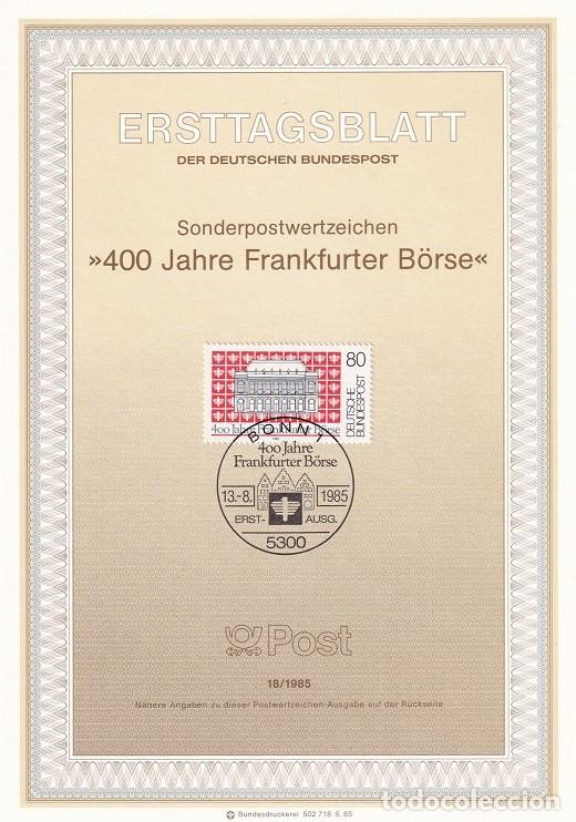 Selos: Ersttagsblatt 18/1985 Bon / 400 Jahre Frankfurter B&ouml;rse - 4&ordm; Centenario de la Bolsa de Frankfurt