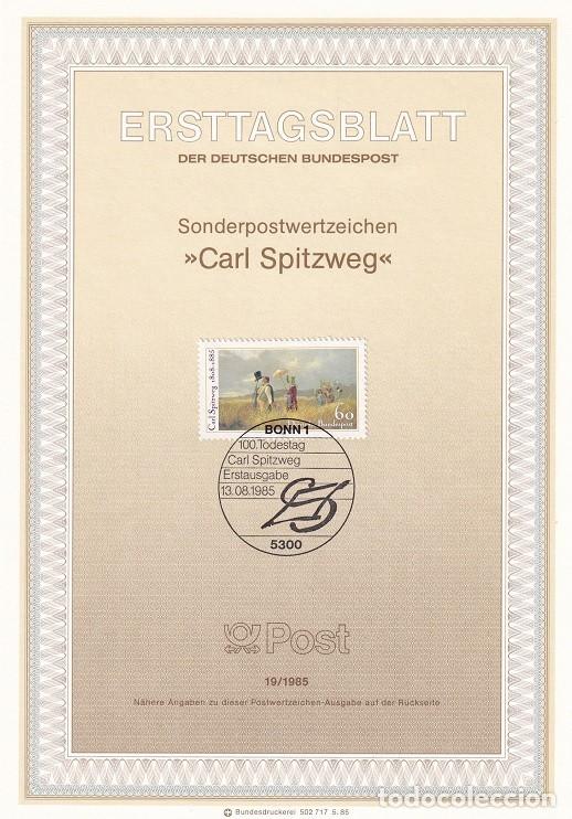 Selos: Ersttagsblatt 19/1985 Bon / 100 Todestag Carl Spitzweg - Centenario de la muerte del pintor Carl S..