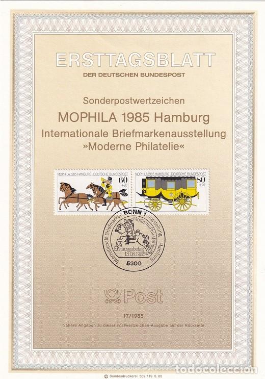 Selos: Ersttagsblatt 17/1985 Bon / Mophila 1985 Hamburg Internationale Briefmarkenausstellung Moderne Phi..