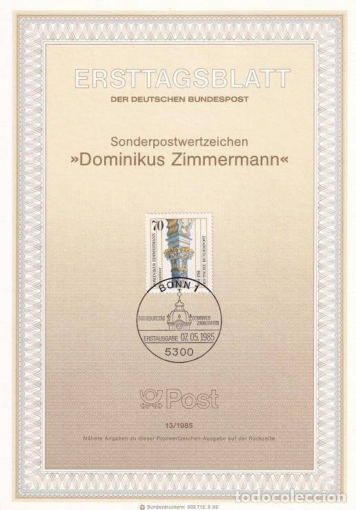 Stamps: Ersttagsblatt 13/1985 Bon - Tricentenario del nacimiento del arquitecto Dominikus Zimmermann