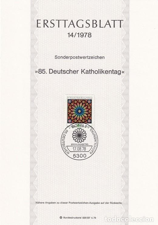 Stamps: Ersttagsblatt 14/1978 Bon / 85 Deutscher Katholikentag - D&iacute;a de los cat&oacute;licos (Friburgo) &middot; Ventana..